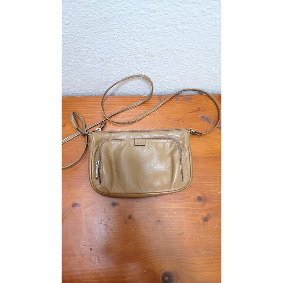 Fossil Crossbody Leather Bag Beige Small Purse With Adjustable Strap & Zippered - Picture 2 of 14